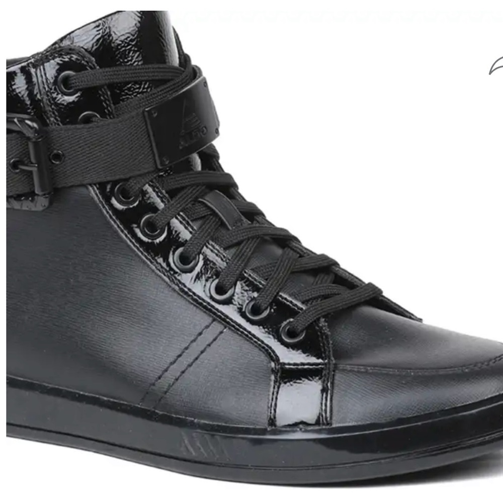 Aldo Men's Glossy Black High-Top Sneakers - Picture 5 of 10